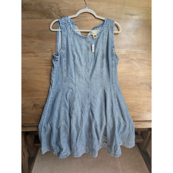 Madewell Circle Mini Dress Womens XL Blue Airy Denim Edition Sleeveless Back Zip - Picture 1 of 5